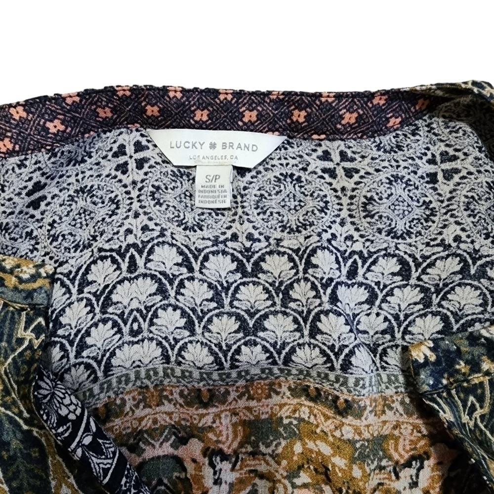 Lucky Brand Long Sleeve V-neck Patterned Oversized Blouse - Small - Picture 7 of 7